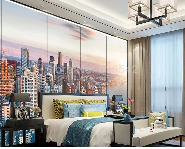 Пользовательские 3D фото обои красивый городской пейзаж Большая фреска нетканые тисненые обои для гостиной кабинет