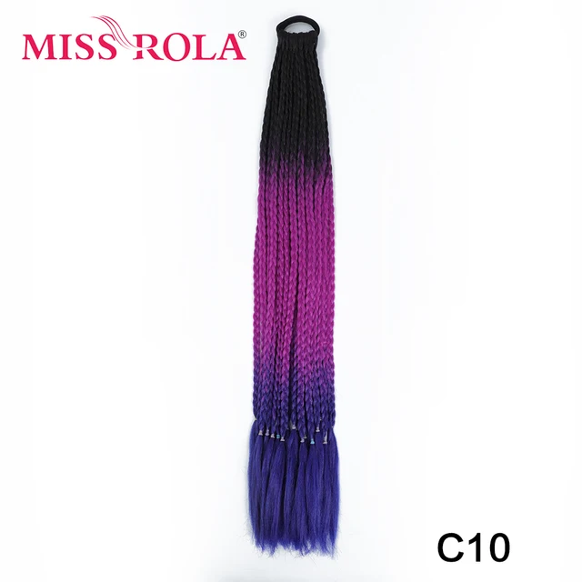 Synthetic Chignon Hair 60cm Hair Color Gradient Dirty Braided Ponytail Women Elastic Hair Rubber Band Hair Accessories Headband C10
