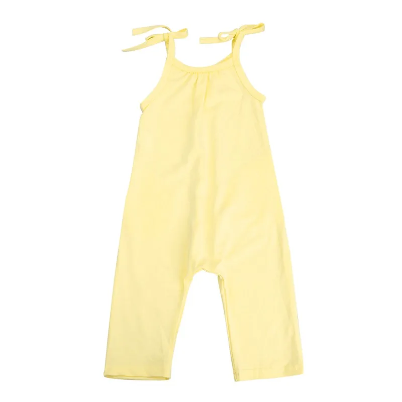 Baby Girls Bib Pants New Children Solid Color Drawstring Overalls Kids Soft Casual Loose Bodysuit Long Pants S1 - Цвет: Цвет: желтый