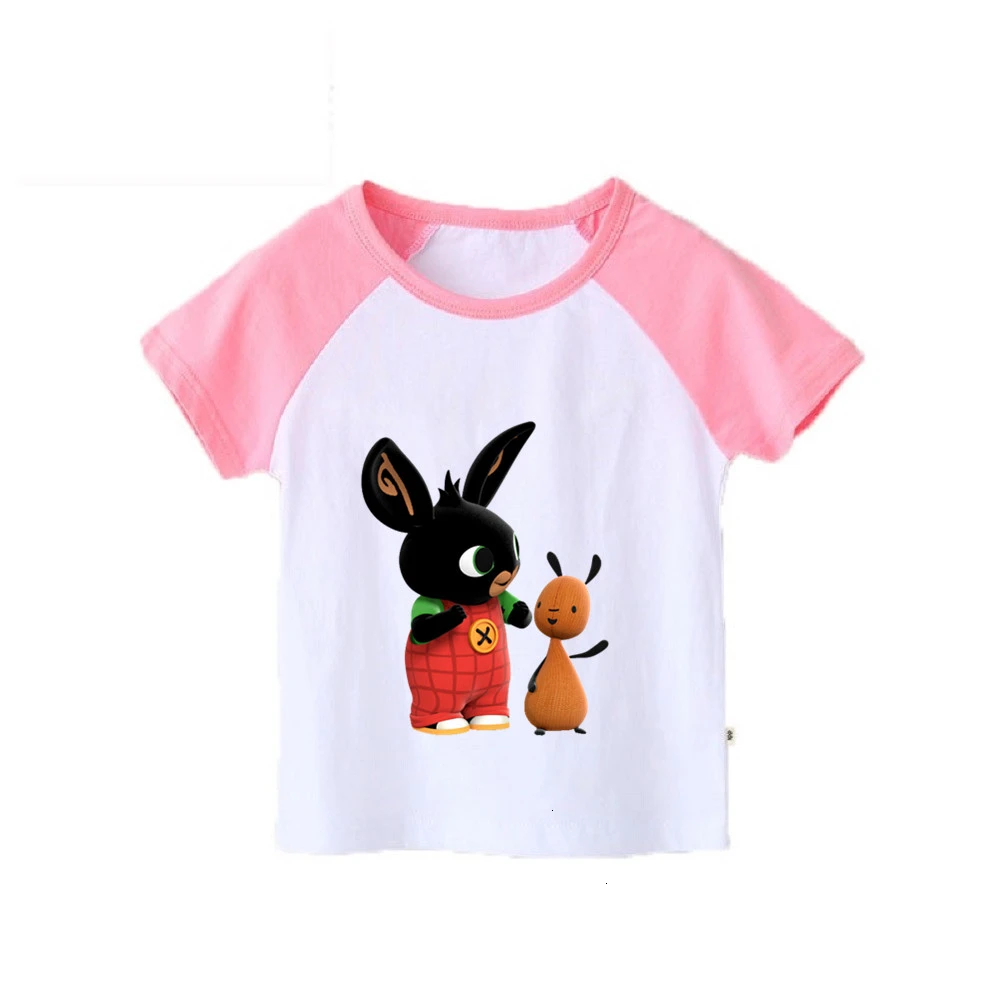 Bing Rabbit/От 2 до 12 лет футболка с короткими рукавами для мальчиков и девочек детские топы с круглым вырезом, Детская футболка с рисунком одежда для малышей - Цвет: as picture