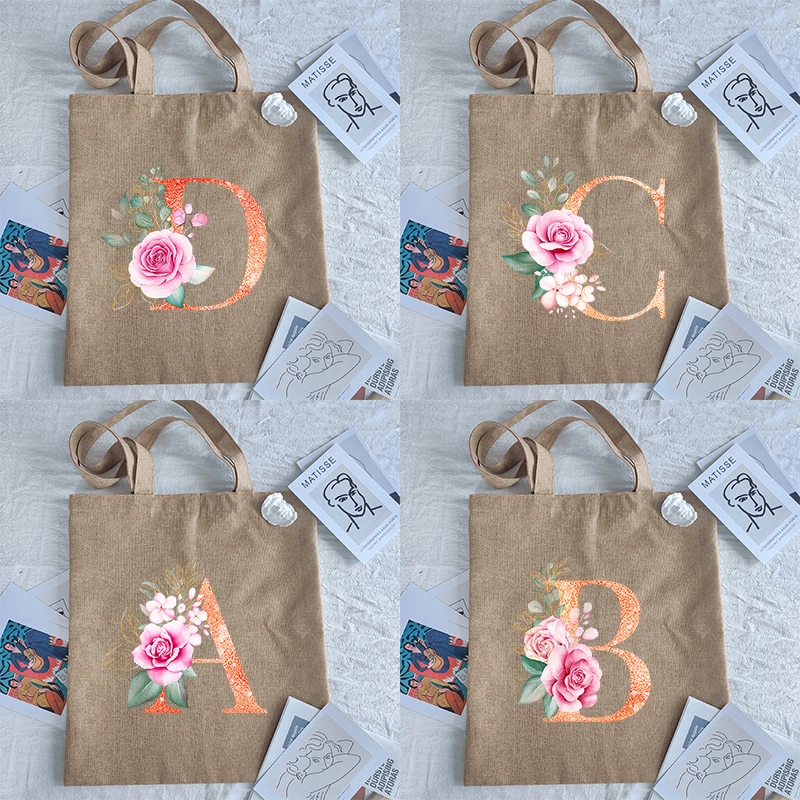 New Orange Letter Print Women Shopping Bags Eco Bag Designer Handbags Tote Student Shopper Reusable Printed Linen Canvas | Багаж и сумки