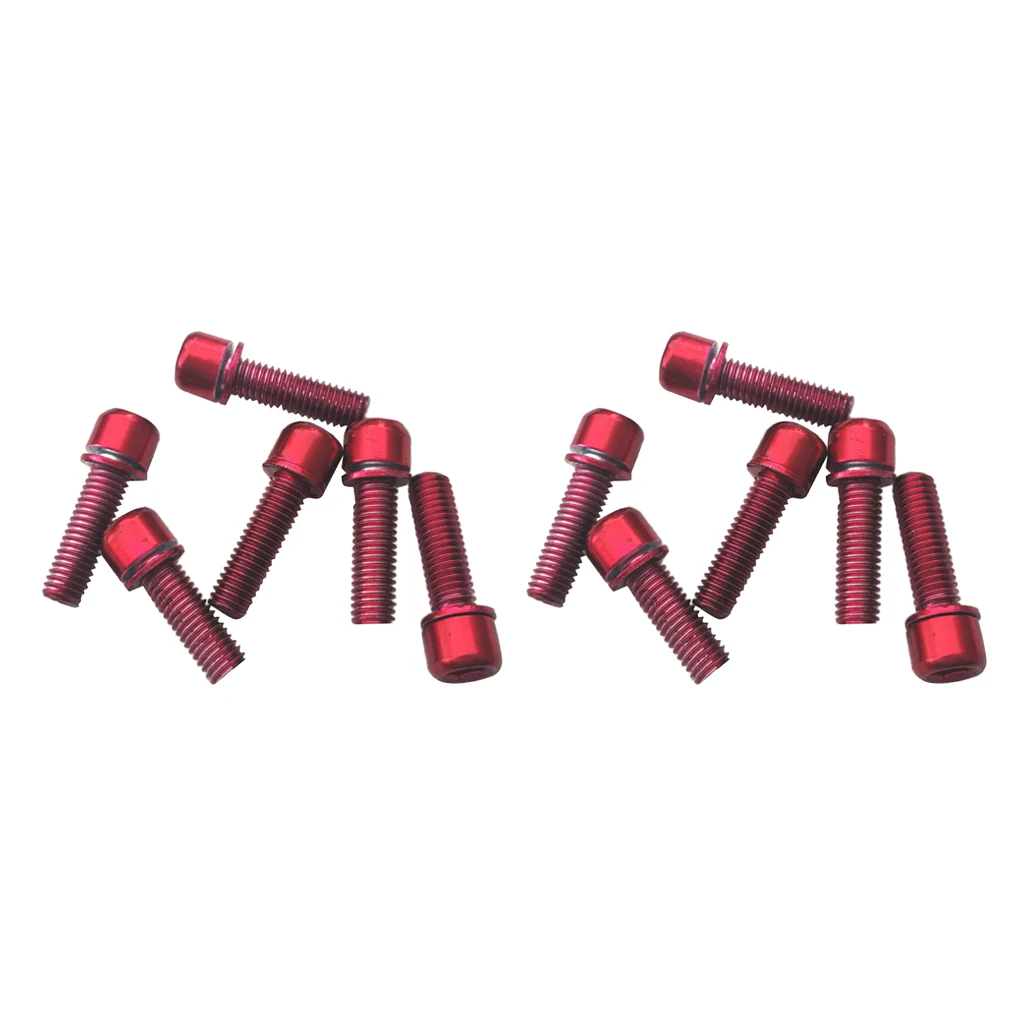 Pack of 12, M5x18mm Screws for MTB Road Bike Bicycle Disc Brake Caliper / Handlebar Stem - Red