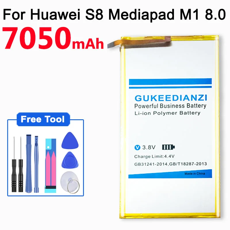 GUKEEDIANZI Аккумулятор для планшета huawei Honor S8 701u 701 Вт Mediapad M1 8,0 литий-ионный полимерный аккумулятор HB3080G1EBW 7050 мАч