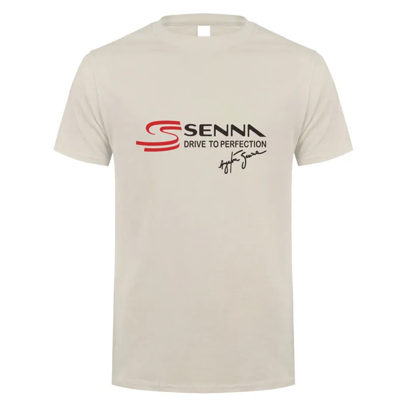 Ayrton Senna футболка для мужчин с коротким рукавом Хлопок Senna Drive to Perfection Футболка Топ футболки LH-148 - Цвет: Sand