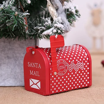

Christmas Candy Box Gift Box Santa Claus Printed Tin Box Mailbox Ornaments Iron Storage Box Organizer For Home Festival Decor