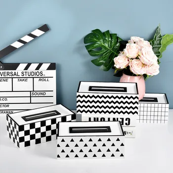 

Promotional Simple Currently Available Korean Style Garden Furniture White Wooden Screen Printing Tissue Box Decoration