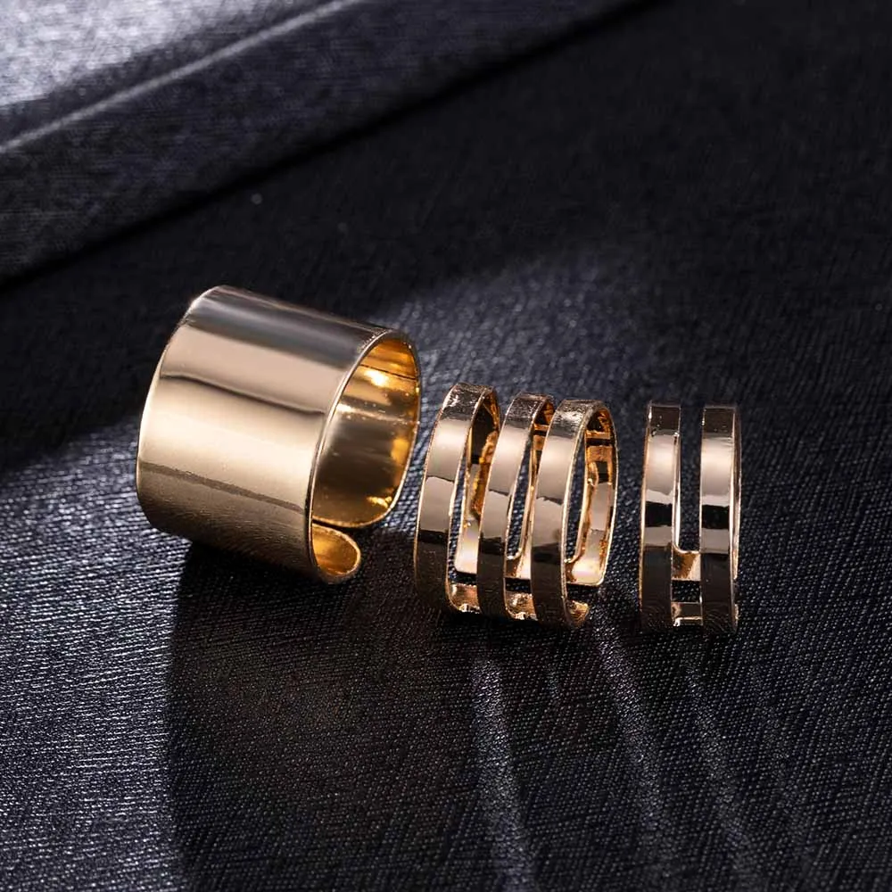 Ring Set 3 Pcs Gold Finger Rings for Women