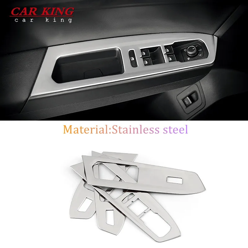 

For Volkswagen VW Teramont Atlas 2017-2020 Car Door Window glass Lift Control Switch Cover Trim Stainless styling accessories