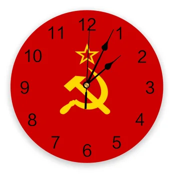 

Flag of USSR Printed PVC Wall Clock Modern Design Home Decor Bedroom Silent Oclock Watch Wall For Living Room
