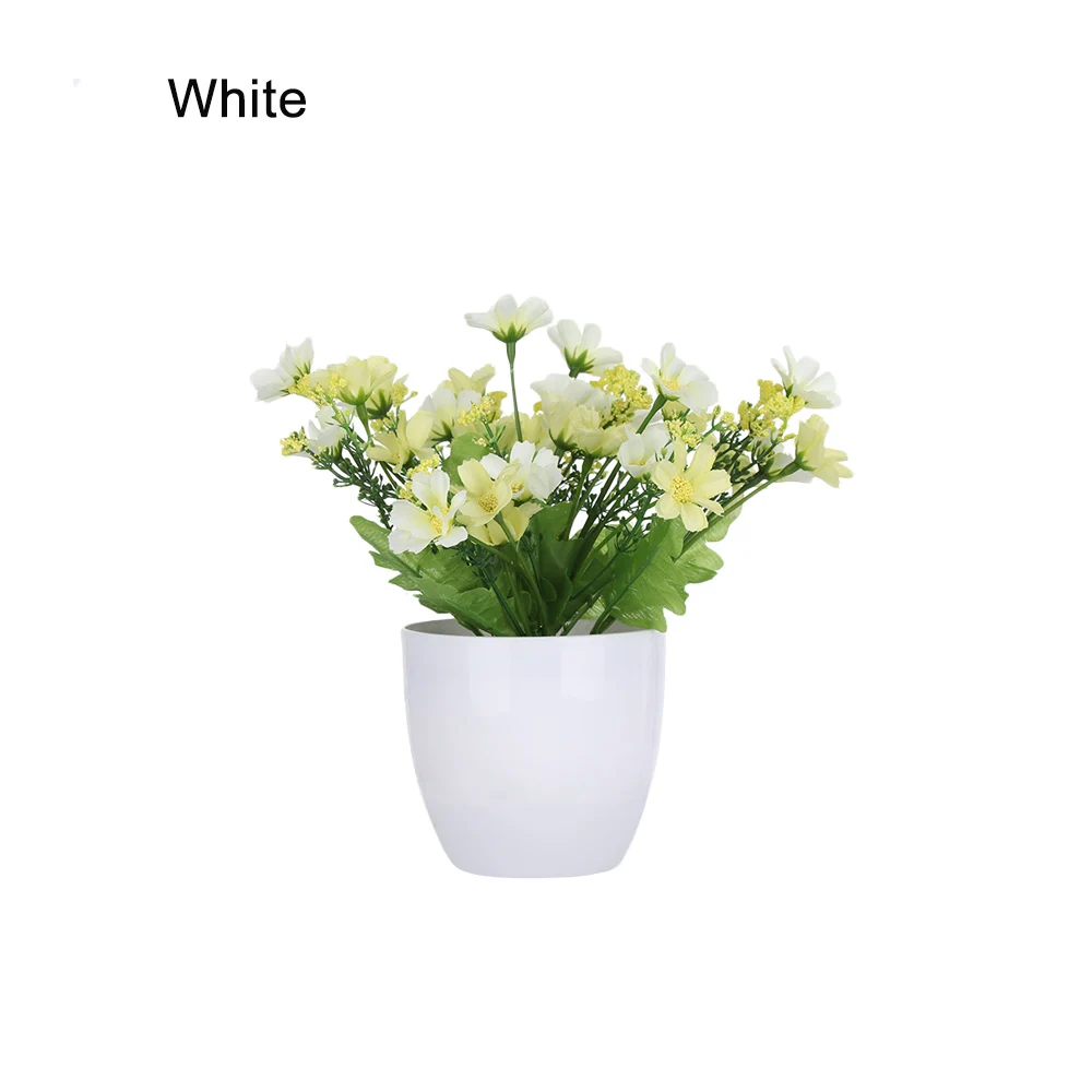 Белый 1 Set Gift Craft Handmade Chrysanthemum Topiary Pine Tree Lifelike Plants Simulation Potted Home Decoration Artificial Bonsai - Цвет: Белый