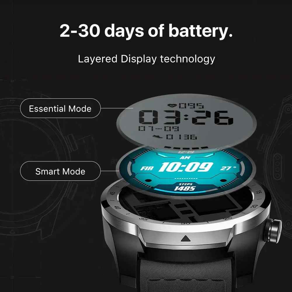 US $79.99 TicWatch Pro 512M Refurbished Mens Watch Wear OS by Google for iOS Android NFC Payment Built in GPS Waterproof Bluetooth