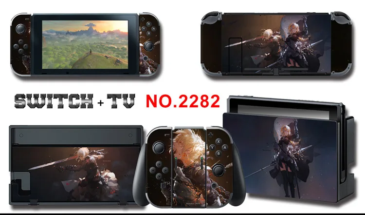 1set New Cute Anime Full Body Sticker for NS Switch Protective Cover Skin Colorful Art for Game Console Joy-Con Controller Decor