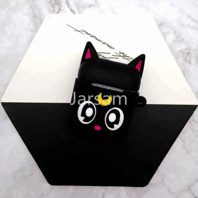 Blackcat Для AirPods чехол с милым 3D рисунком из мультфильма чехол для наушников для Apple Airpods 2 мягкий силиконовый защитный чехол - Цвет: Blackcat