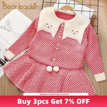 

Bear Leader New Autumn Winter Children's Sweater Set Girls' Cartoon Sweater Skirt 2PCS Girls Clothes Christmas Outfits for Girls