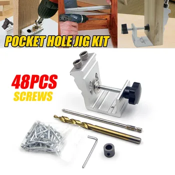 

Woodworking Pockets Hole Jig Kit Angle Drill Guide Set Oblique Hole Puncher Locator Jig Drill Bit Set For DIY Carpentry Tools
