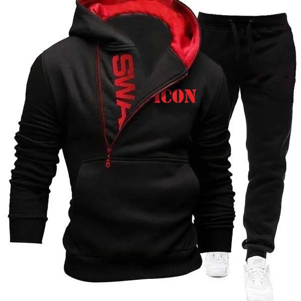 

Men Sets Two Piece Sets 2020 New Fashion Zipper Hooded Sportswear Suit Streetwear Hip Hop Jogging Fashion Tracksuit Set