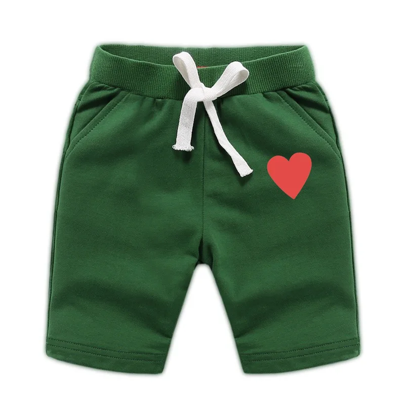 Girls Lovely Shorts Boys Trousers Children's Cotton Casual Shorts Printing Shaped Pattern Fashionable Shorts Toddlers Clothes - Color: Army Green