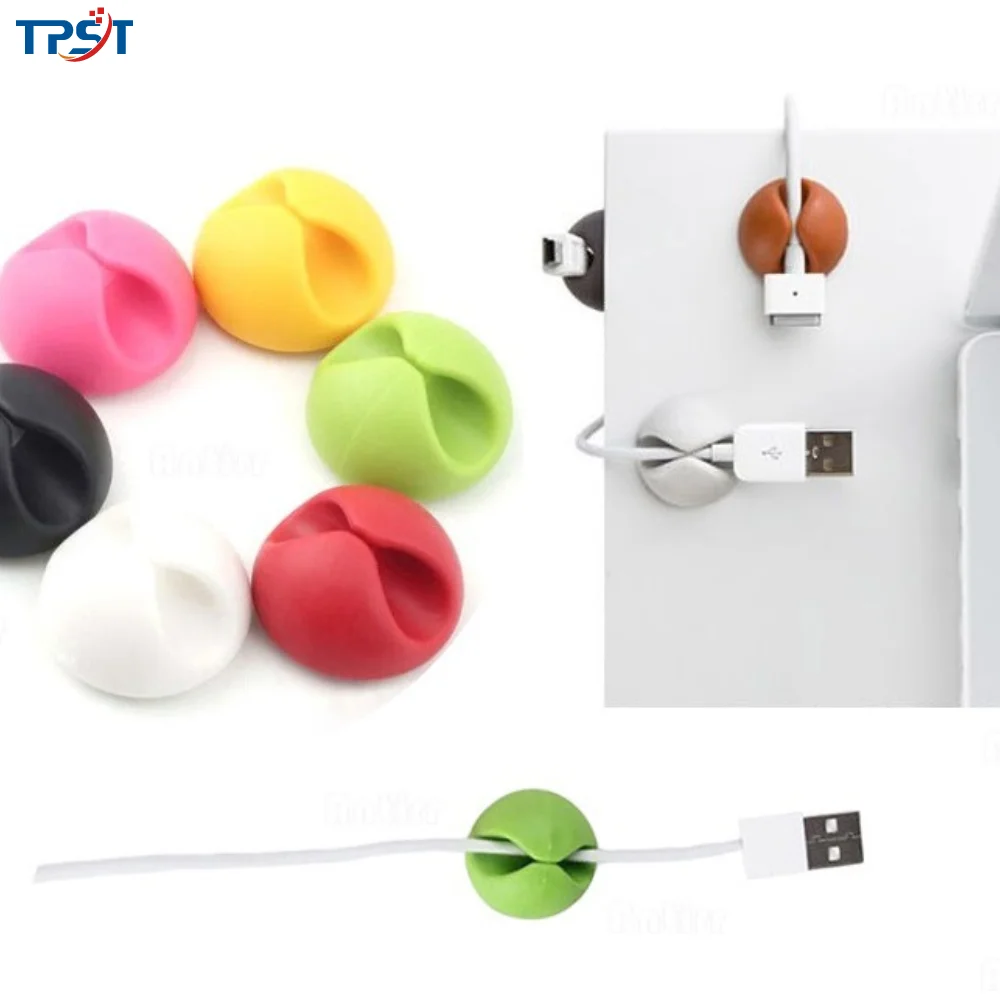 TPST 1 ranura para Cable organizador personalizado Cable USB de silicona Winder para ratón de auriculares Cable de teléfono móvil Clip para coche de escritorio ordenado