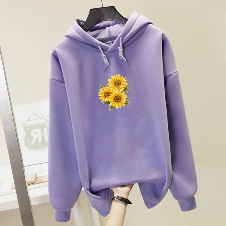 

Sun Flower Graphics Printed Colorful Winter Kpop Sweatshirt Streetwear Oversized Hoodie Women Kawaii Japan Style Thicken Clothes