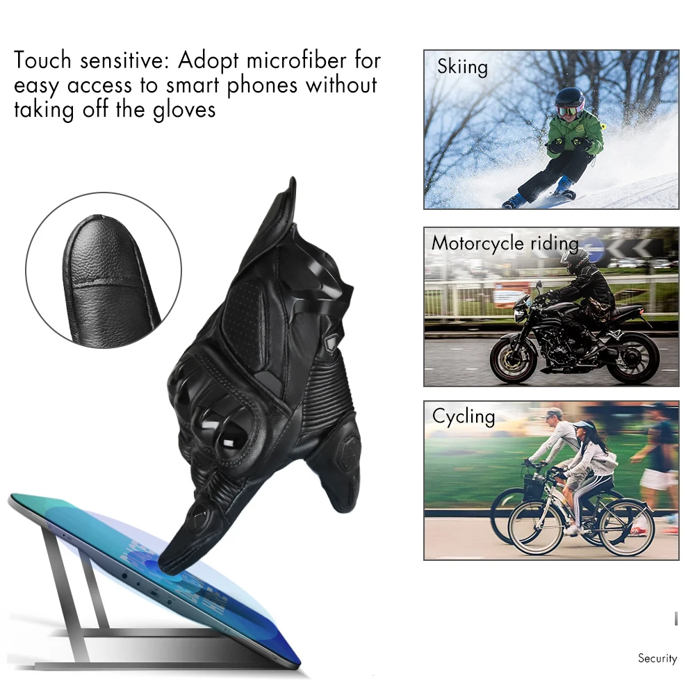 Новые мотоциклетные перчатки, премиум кожаные мотоциклетные перчатки с сенсорным экраном жесткая кастет для езды на велосипеде, спорта на открытом воздухе(M/L/XL