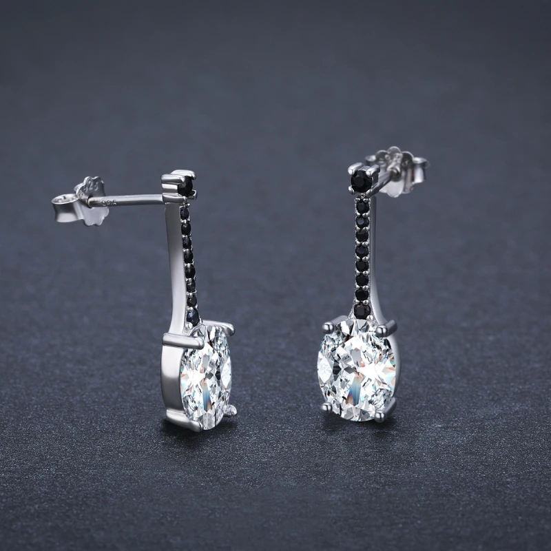 Black Awn 2020 New Arrival Genuine Silver Color Jewelry Black Spinel Stone  Cute Party Stud Earrings for Women I088
