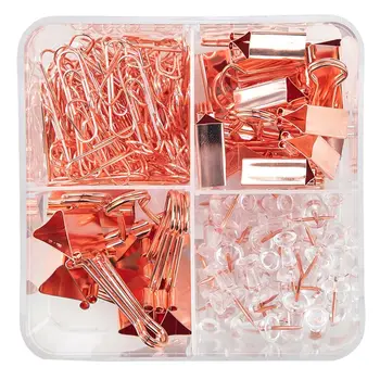 

Binder Clips Paper Clips Push Pins Sets with Box for Office School Home Supplies