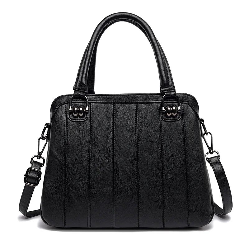 New High Quality Leather Ladies Shoulder Bag Luxury Handbags Women Bags Designer Large Capacity Crossbody Bags For Women - Цвет: Black