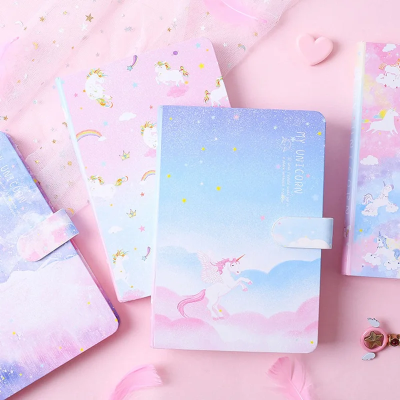 

1pcs Unicorn Print Cover Pocket Notebook With Magnetic Buckle Notepad Office School Stationery Supplies