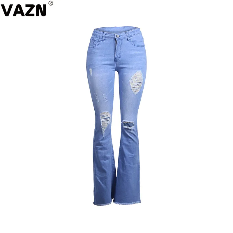 VAZN GMD1207 Продукт Модные женские синие джинсовые брюки широкие длинные джинсовые брюки сексуальные Клубные свободные брюки