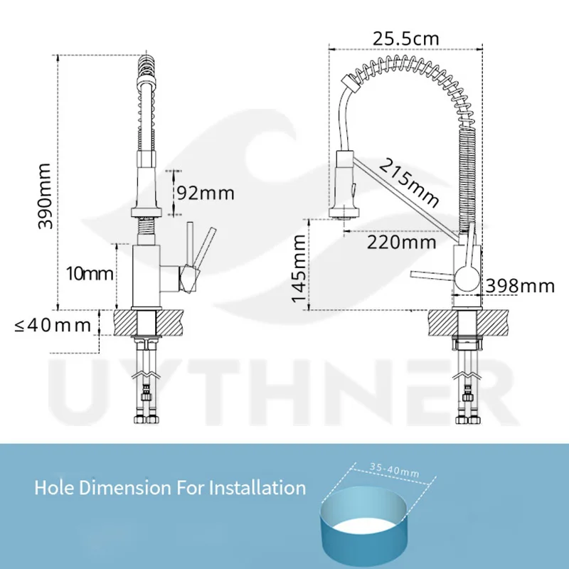 Chrome/ Black Style Kitchen Spring Faucet Pull Down Faucet Single Handle Water Mixer Tap 360 Rotation Kitchen Water Mixer Tap