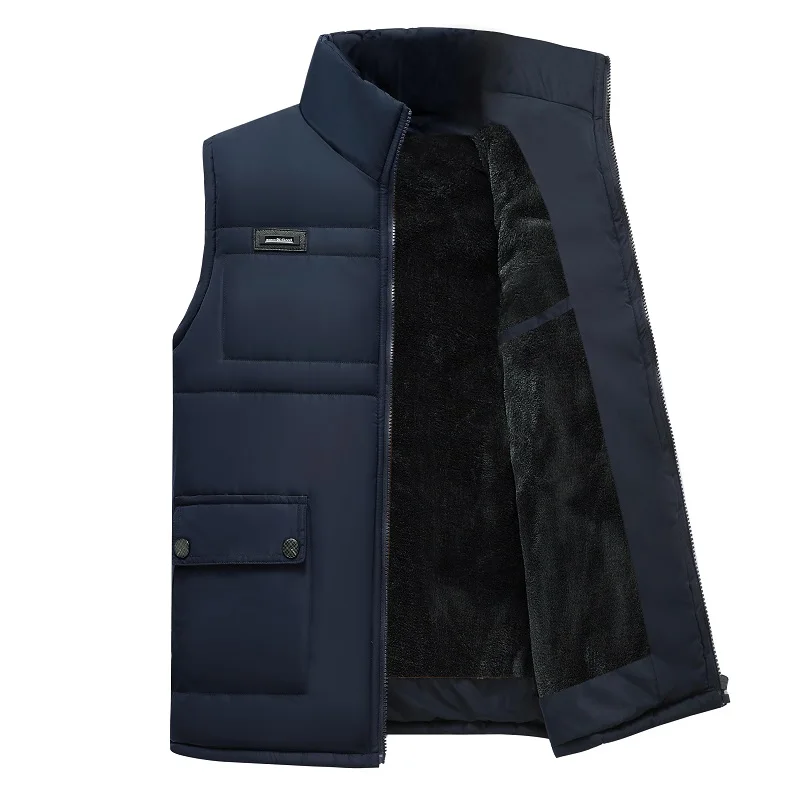 Navy Fletiter Мужские Пуховые жилеты, зимние куртки, жилет, мужская мода, без рукавов, на молнии, пальто, сохраняющее тепло, плюс размер 4xl - Цвет: Navy