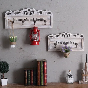 

Retro American Country Creative Hanging Hook Nostalgia Carved Wooden Hanger Hook Home Decoration Wall Hanger for Hanging Clothes