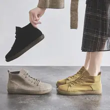 Г., новые осенние ботинки на плоской подошве из искусственной кожи женские Ботинки martin на шнуровке из бархата в стиле ретро Студенческая прогулочная обувь женская ZZ-90