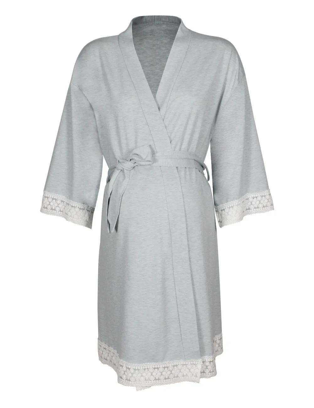 Maternity Robe Nightwear Lace Trim Half Sleeve Nightgown Sleepwear Breastfeeding Pajamas Pregnancy Labor Delivery Nursing Pijama (20)