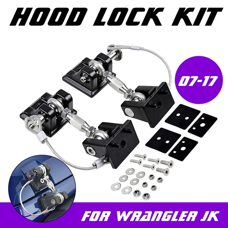 Hood Catch Lock Latch Bracket Holder Fit for 2007+Jeep Wrangler JK JL Unlimited