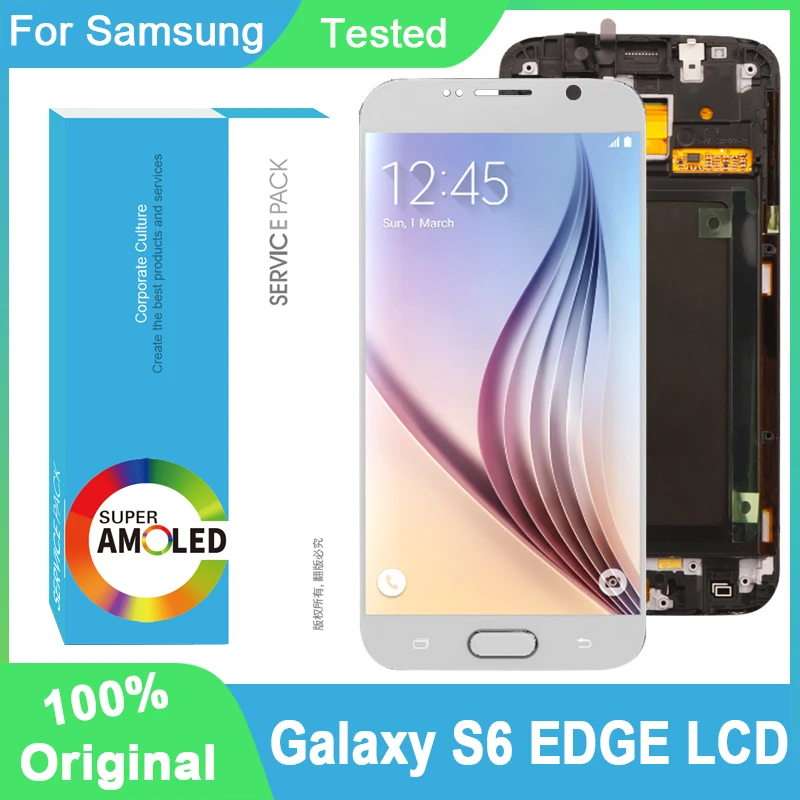 100% Оригинальный 5 1 ɺMOLED ЖК-дисплей сенсорный экран для Samsung Galaxy S6 edge G925 SM-G925F G925N