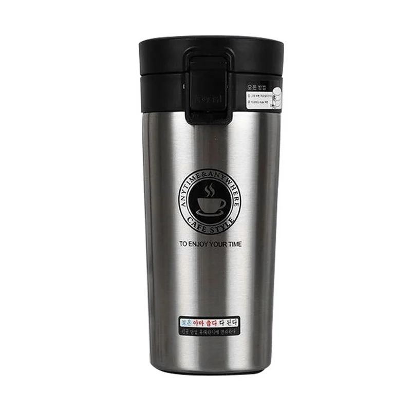 380ml Portable Travel Coffee Mug Vacuum Flask Thermo Water Bottle Car Mug Thermocup Stainless Steel Thermos Tumbler Cup - Цвет: 380ml sliver