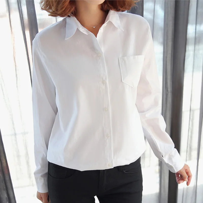 

Lady White Long Sleeved Shirt Professional Formal Work Clothes Interview Cotton Top Autumn New Style Temperament Women
