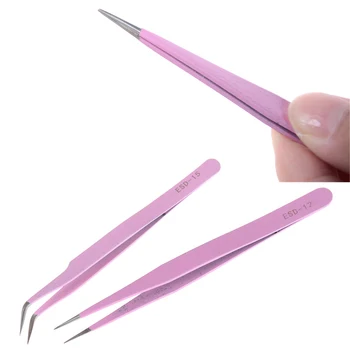 

Professional Straight Or Bend Optional Tweezers Fashion Pink Repair UV Glue Tool For Jewelry Making Tools