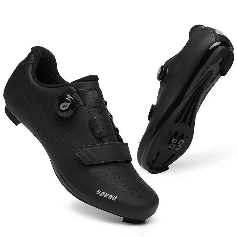 

All black Matte Road cycling shoes Men Professional Breathable Bicycle Racing Women Self-Locking Shoes big Size 35-48