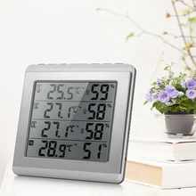  LCD Digital Wireless Indoor/Outdoor Thermometer Hygrometer Four-channel ℃/℉ Temperature Humidity Meter and 3 Outdoor Transmitter 