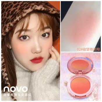 

NOVO Sweet Soft pink gradually discolored blusher nude makeup natural double color blush plate rouge beauty makeup