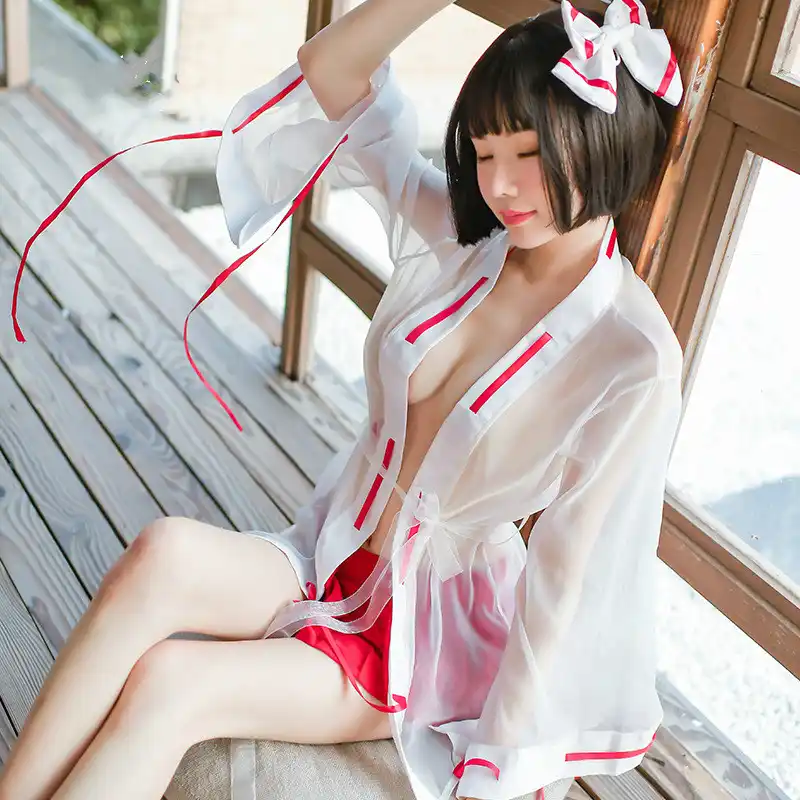 日本の制服セクシーな透明な着物コスプレランジェリー帽子 ブリーフ トップ赤スカートエロアニメかわいいエロ衣装 Aliexpress