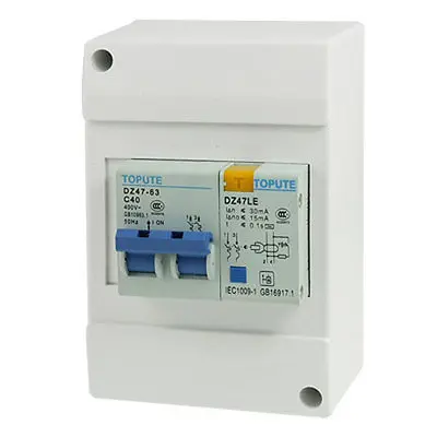 C40 AC 400V 40A двухполюсный мини прерыватель цепи при утечке на землю w чехол