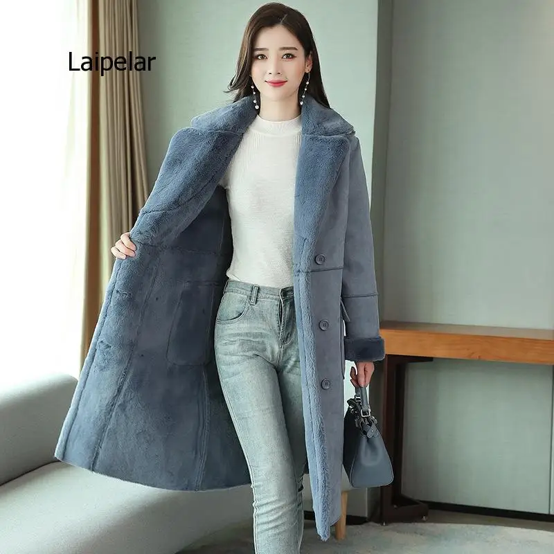 Women's Winter Sheepskin Coat Very Warm Lamb Fur Ladies Korean Cropped Outerwear Loose Female Long Suede Clothing 2Xl Autumn