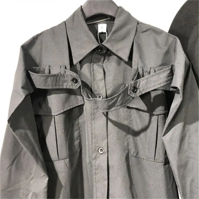 Men's Long-Sleeve Shirt Spring And Autumn New Style Work Style Urban Youth Fashion Ribbon Harajuku Casual Loose Large Shirt