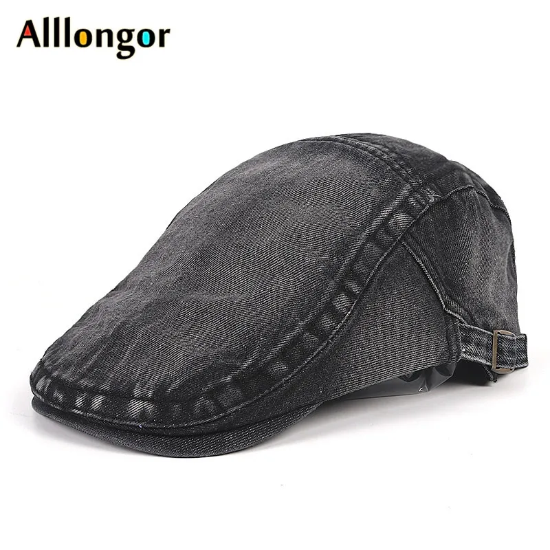 golf beret cap Classic Washed Denim Beret Hat Men Women Unisex Fashion 2022 Casual Retro Summer Cap Newsboy Ivy Hats Flat Cap Berets Caps Homme male beret hat