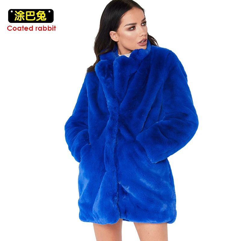 

CR Elegant Shaggy Women Faux Fur Coat Streetwear Lady Autumn Winter Warm Plush Coat Female Plus Size Overcoat Party Outwear
