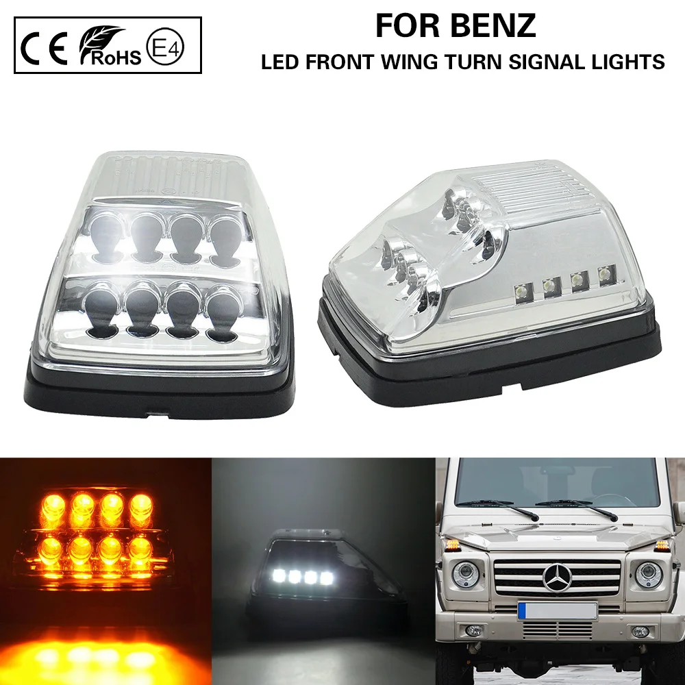

Front wing turn signal lights/corner light(Amber)LED Position light(white) clear for Mercedes G-Class W463 G500 G55 AMG G550