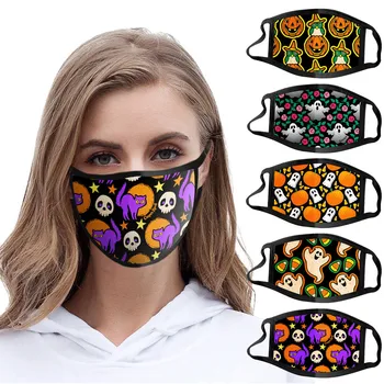 

5pc Face Mask Funny Printde Halloween Unisex Breathable Dustproof Protective Masks Reusable Washable Top Quality Mascarilla